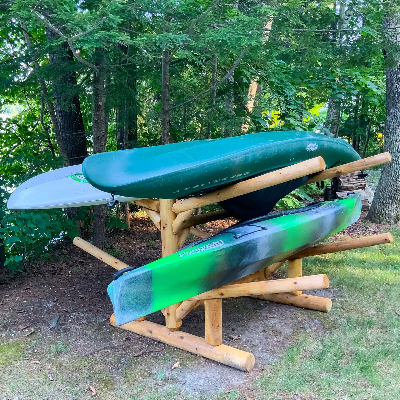 4 SUP and Kayak Storage Rack | Freestanding Log Rack