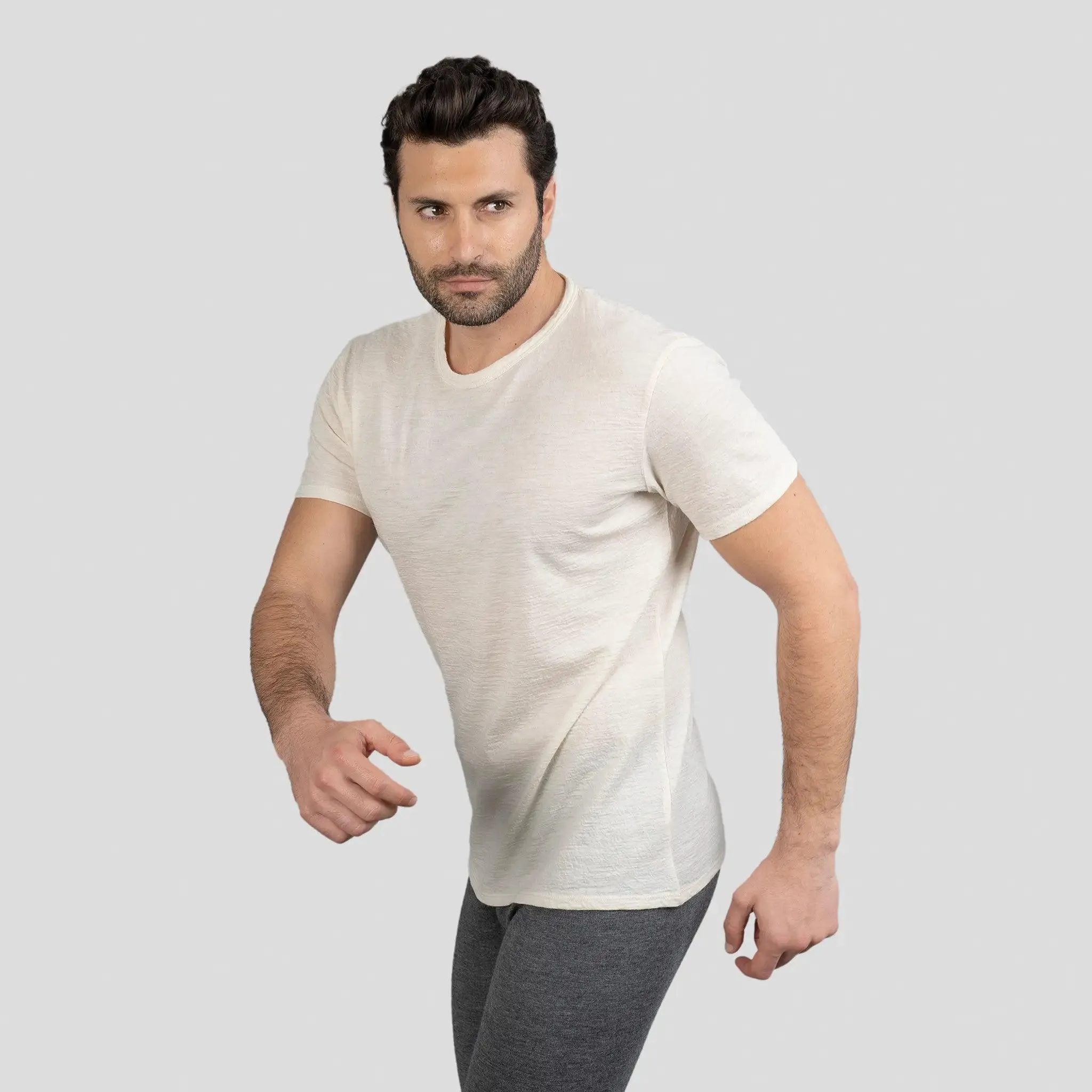 9 Pack - Men's Alpaca Wool Crew Neck T-Shirts: 160 Ultralight