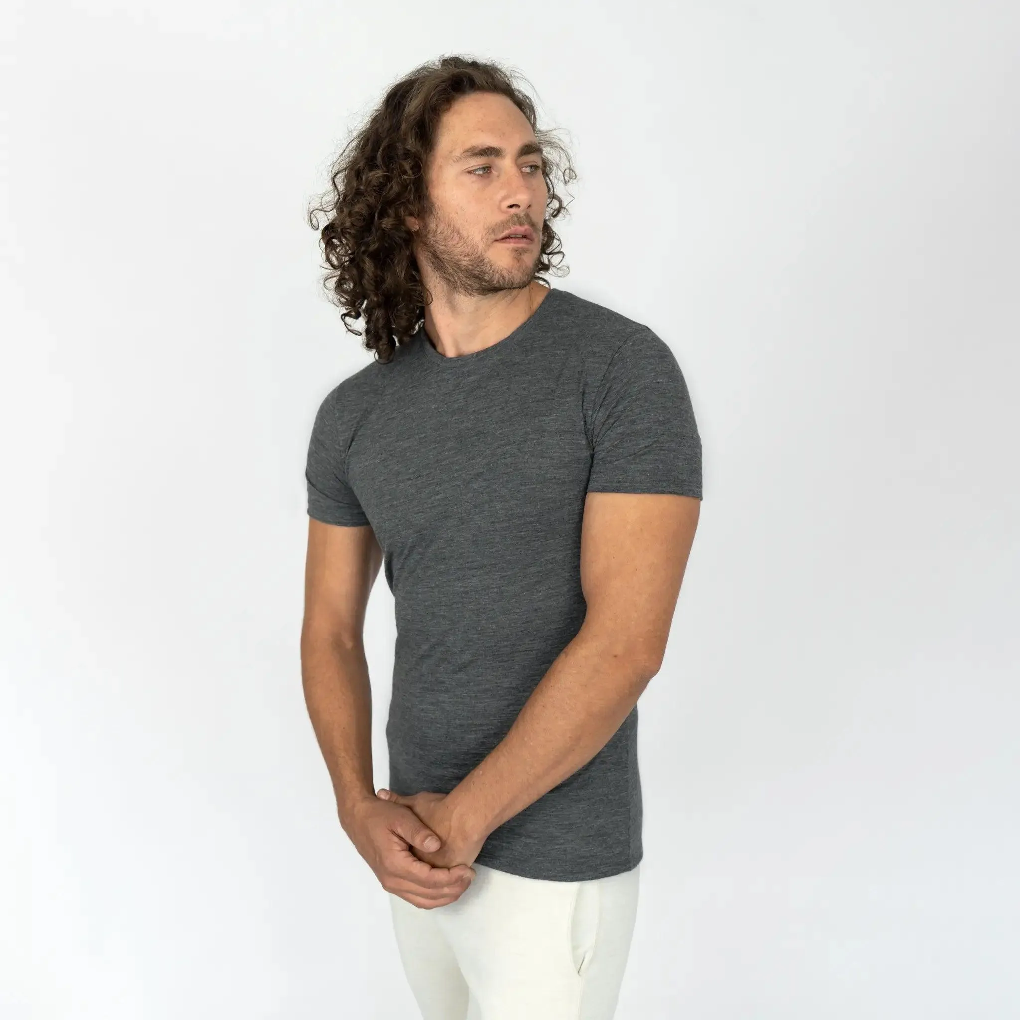 9 Pack - Men's Alpaca Wool Crew Neck T-Shirts: 160 Ultralight