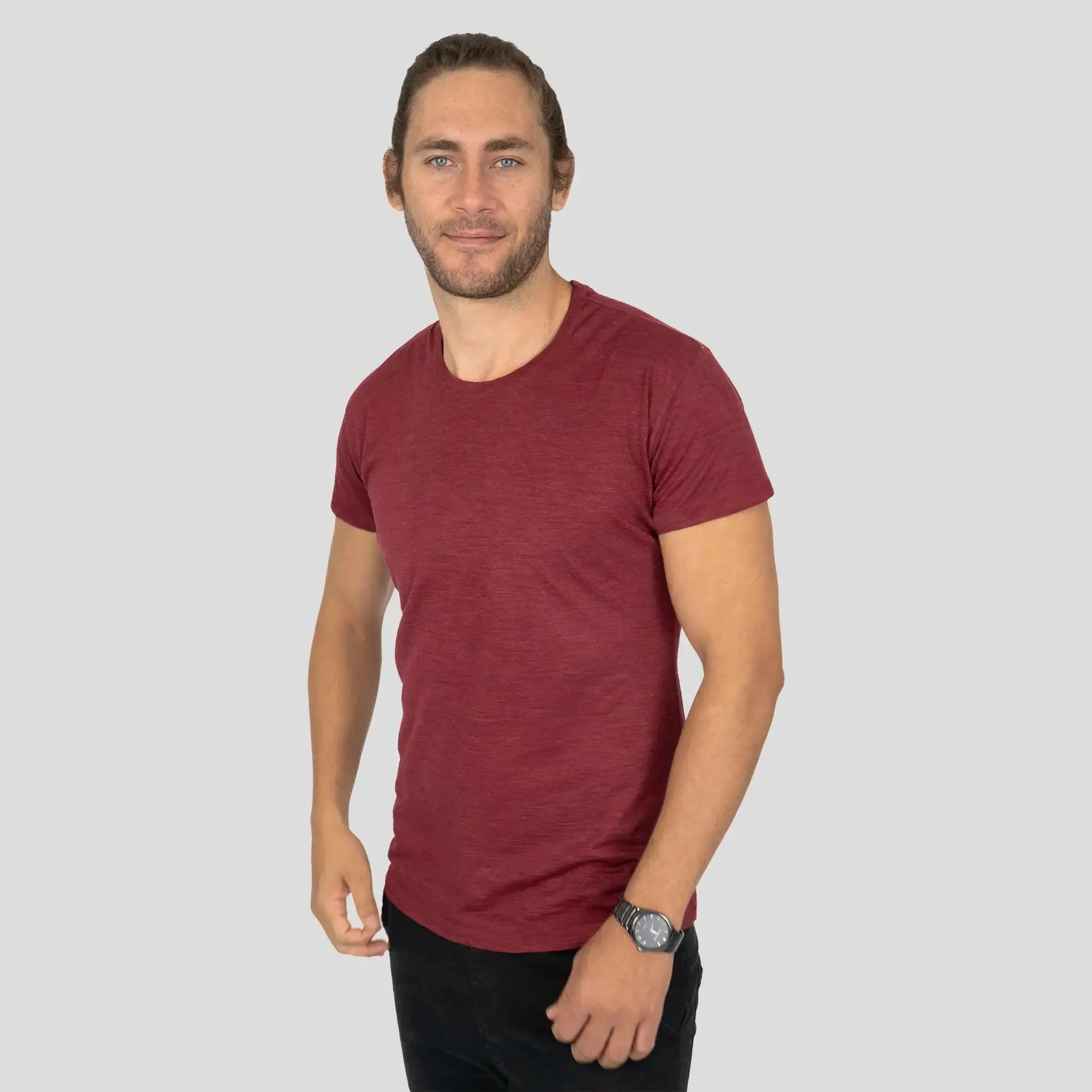 9 Pack - Men's Alpaca Wool Crew Neck T-Shirts: 160 Ultralight