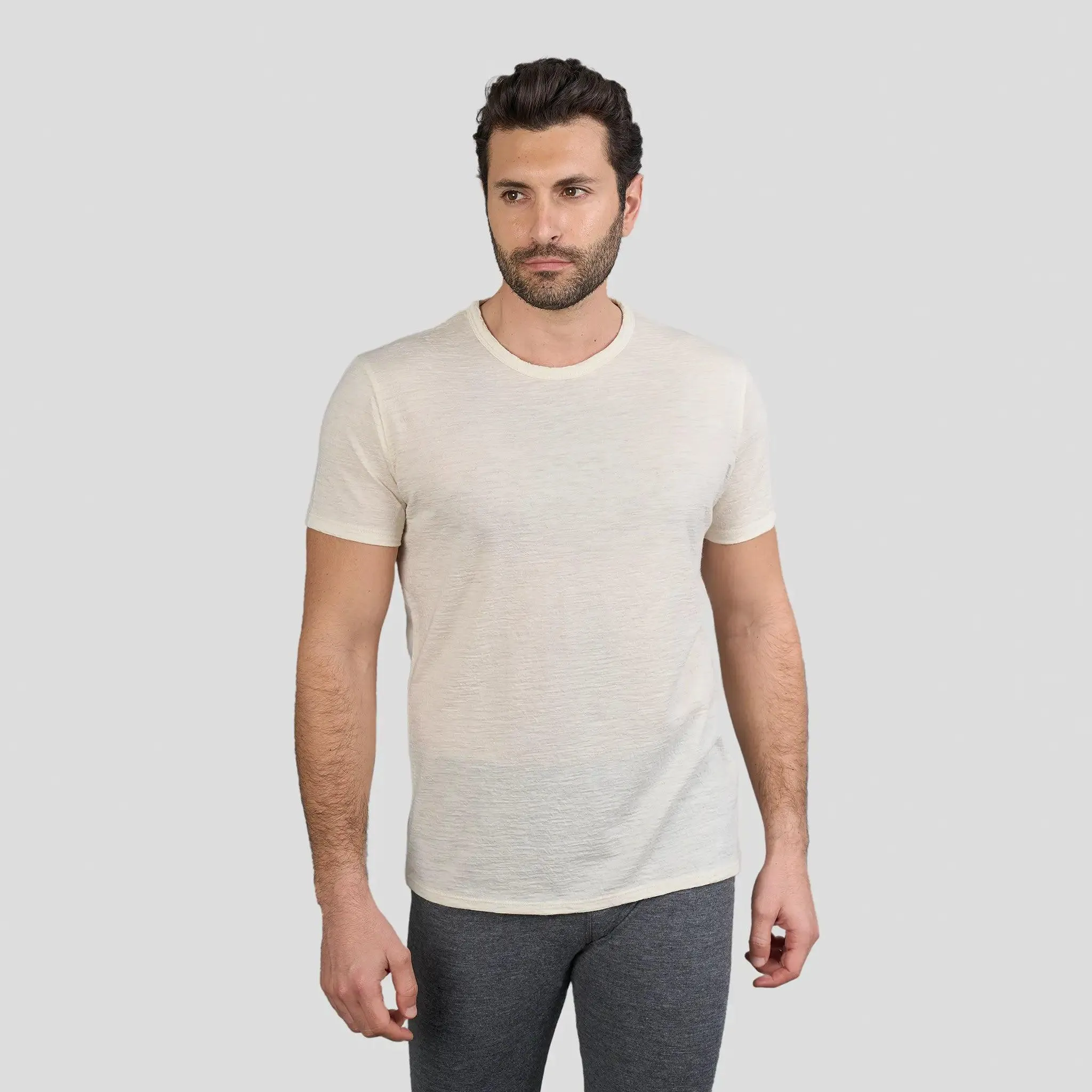 9 Pack - Men's Alpaca Wool Crew Neck T-Shirts: 160 Ultralight