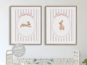 Baby Girl's Bunny Nursery Prints - Set of 2