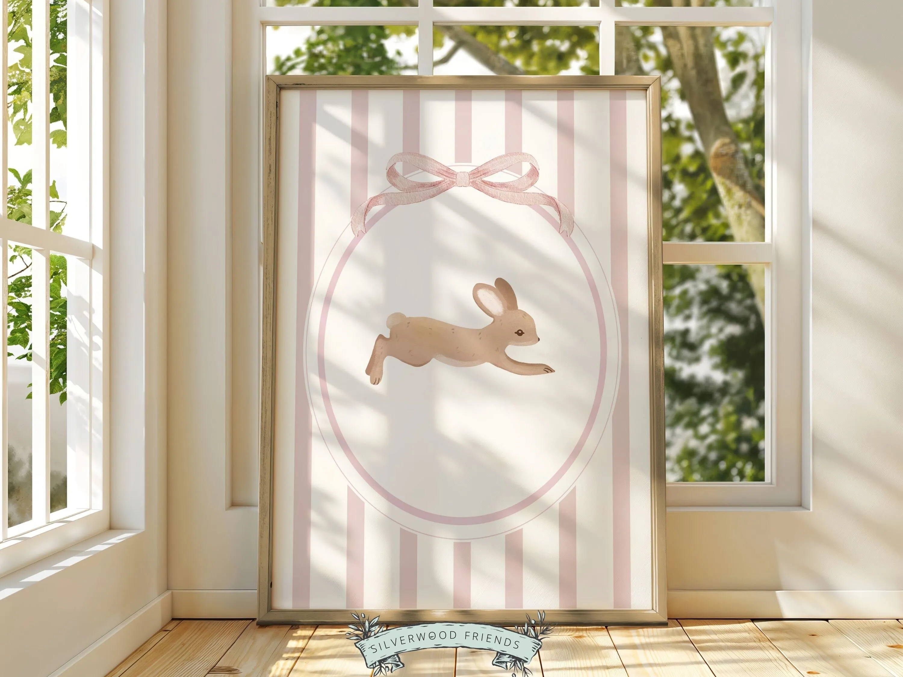 Baby Girl's Bunny Nursery Prints - Set of 2