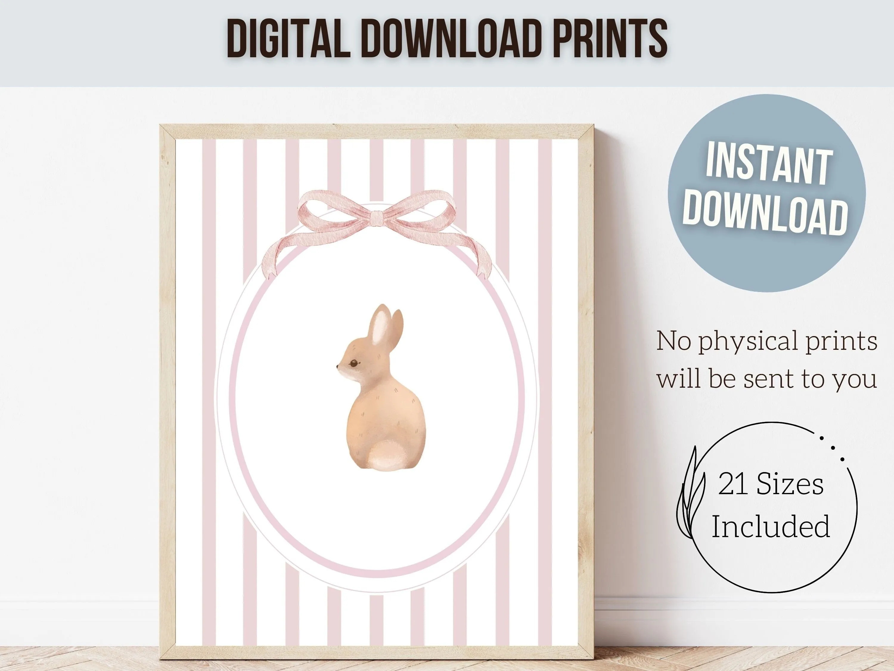 Baby Girl's Bunny Nursery Prints - Set of 2