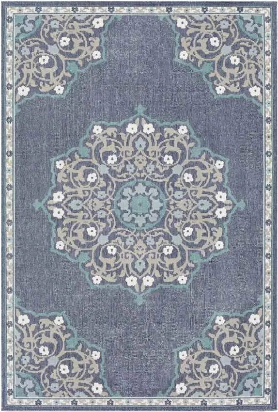 Balcarres 2x12 Outdoor Blue Area Rug Carpet for Living Room Bedroom or Kitchen (2'5" x 11'10")