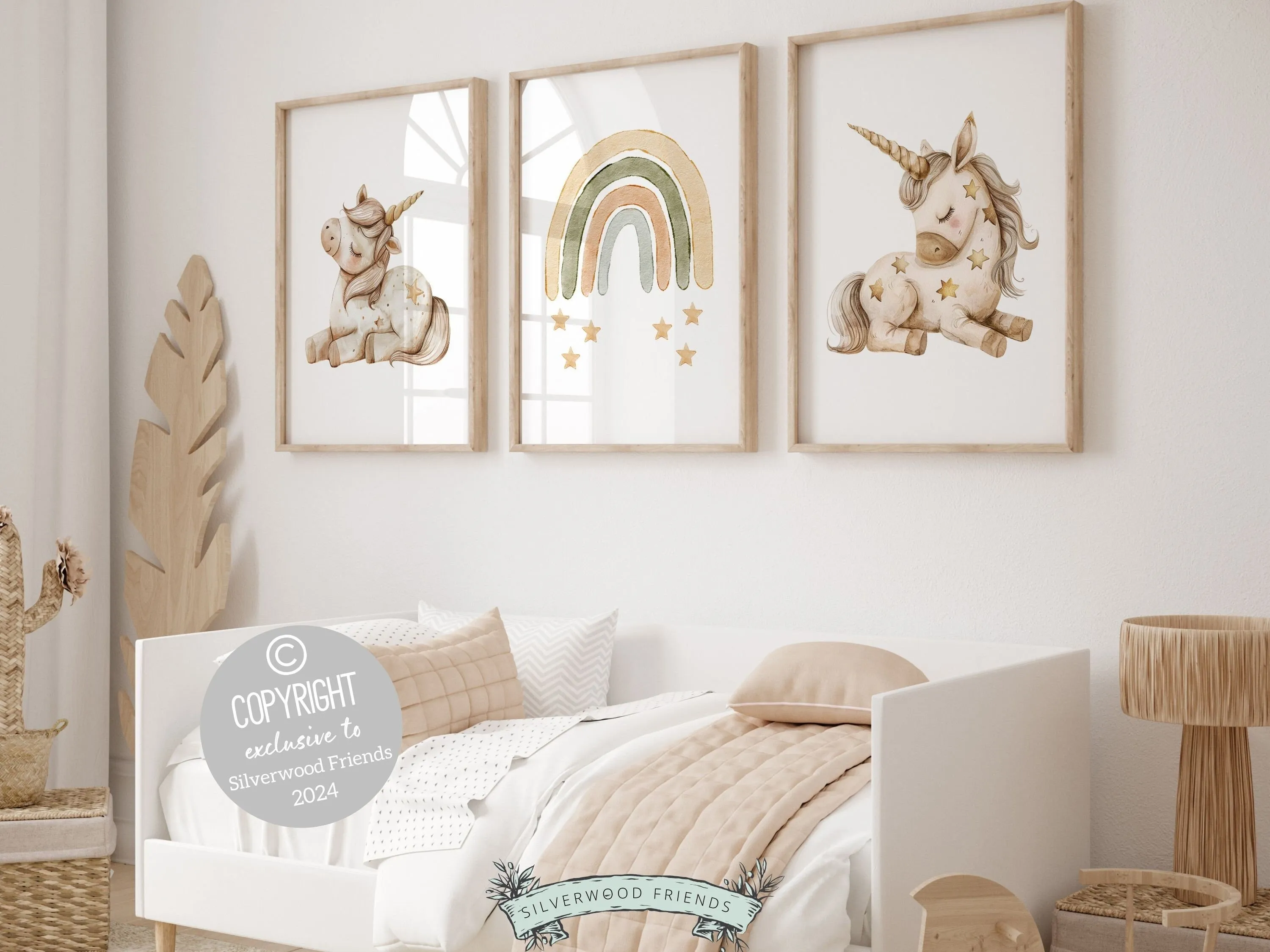 Boho Unicorn Rainbow Nursery Prints