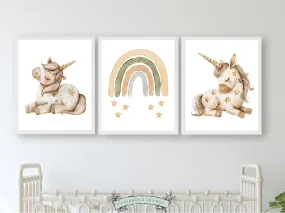 Boho Unicorn Rainbow Nursery Prints