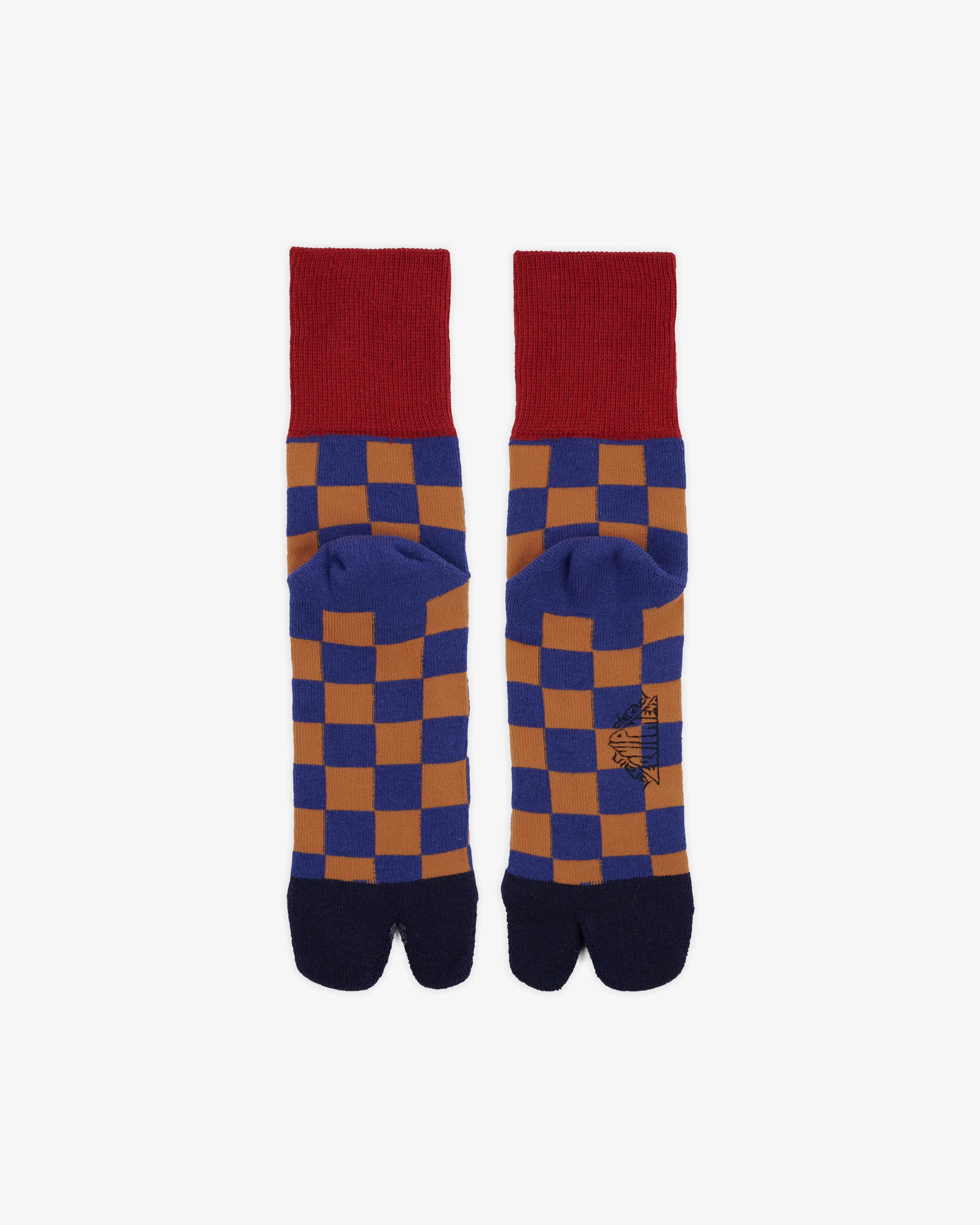 Brain Dead - Men's Tabi Checker Quarter Crew Sock - (Navy)