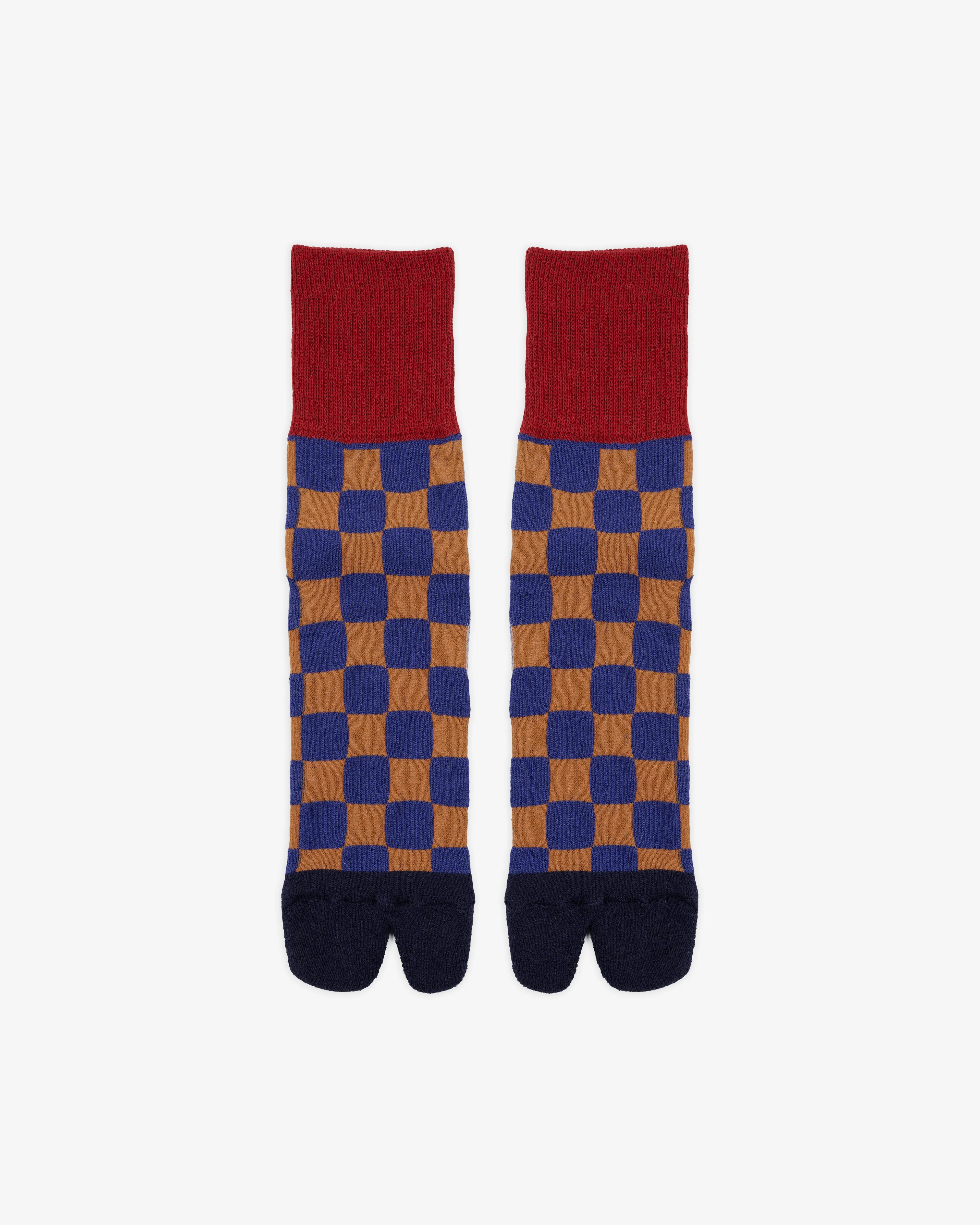 Brain Dead - Men's Tabi Checker Quarter Crew Sock - (Navy)