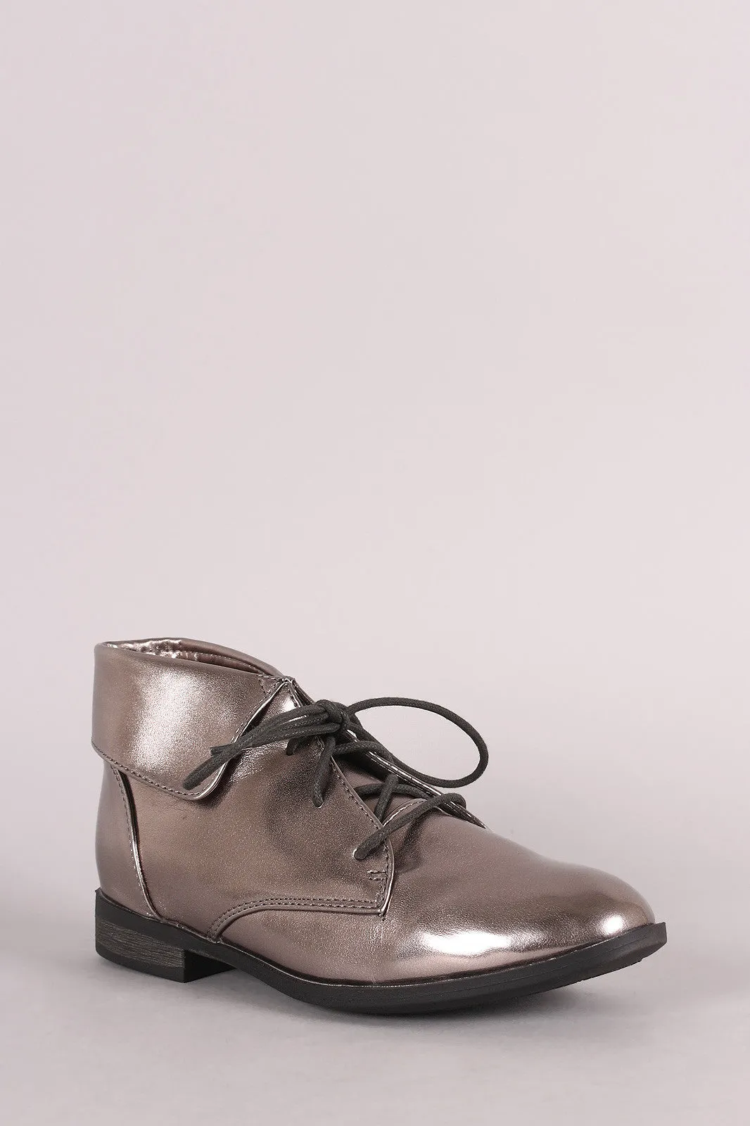 Breckelle Collar Round Toe Lace Up Oxford Booties