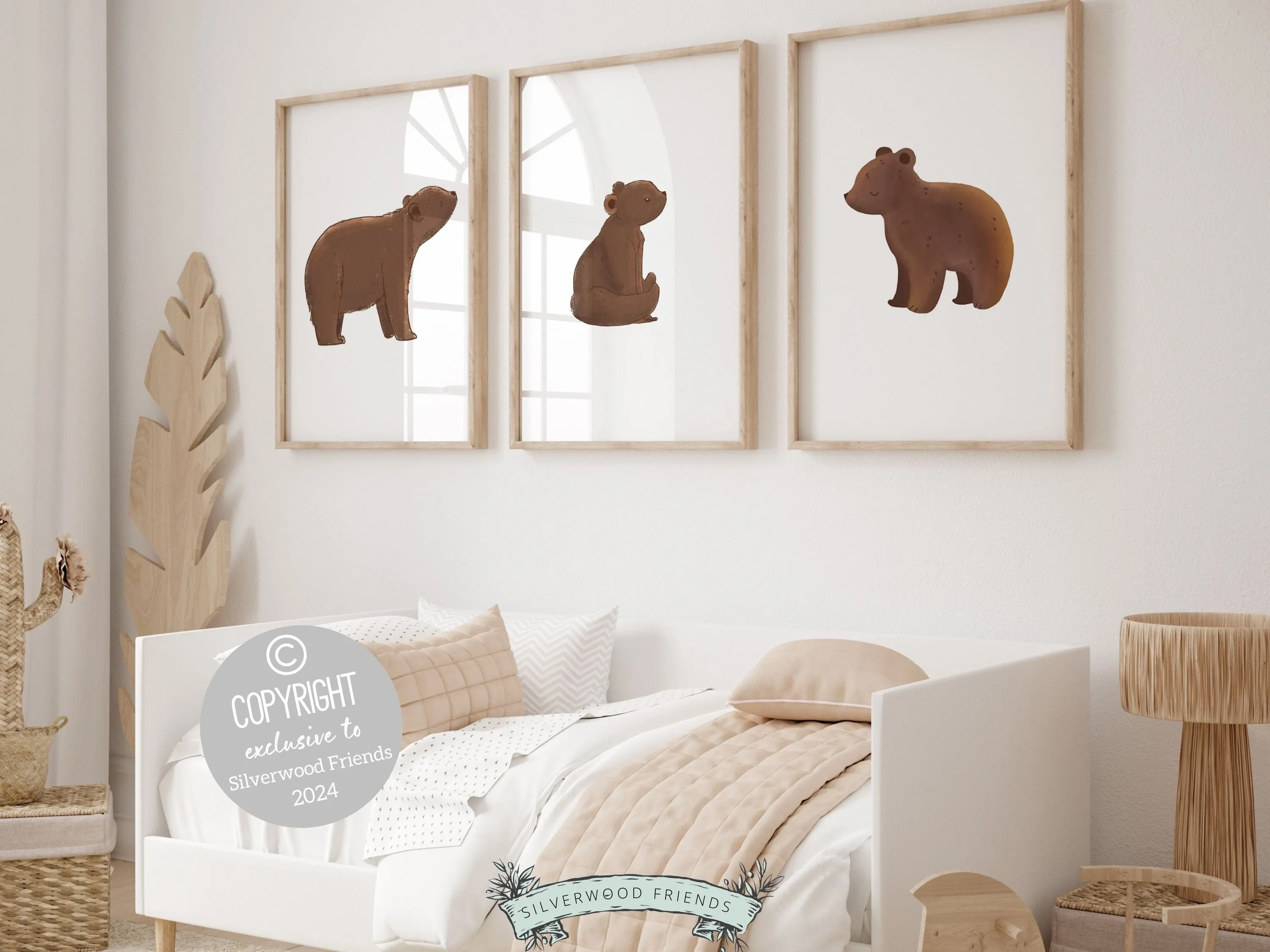 Brown Bear Nursery Print Set of 3