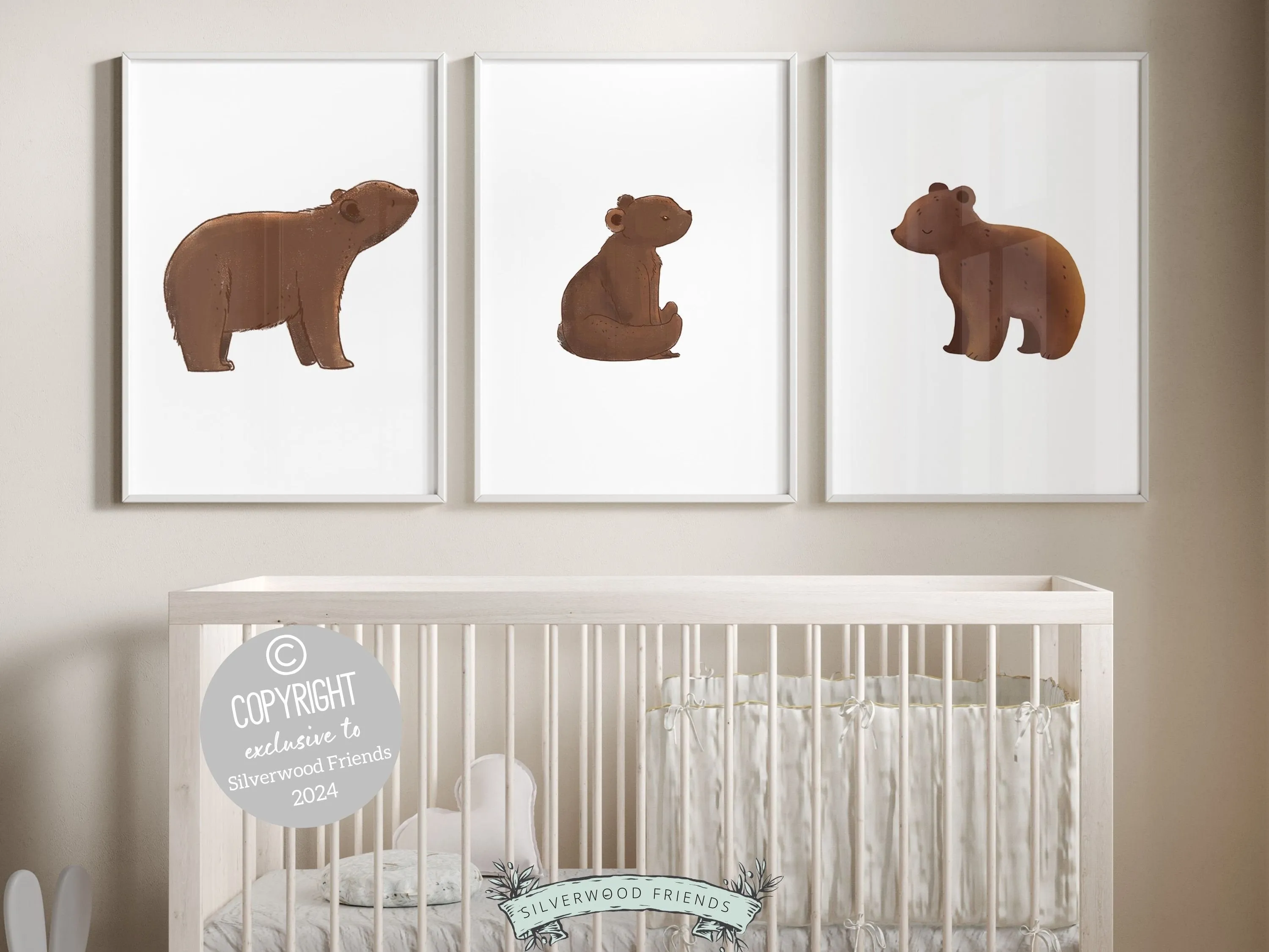 Brown Bear Nursery Print Set of 3