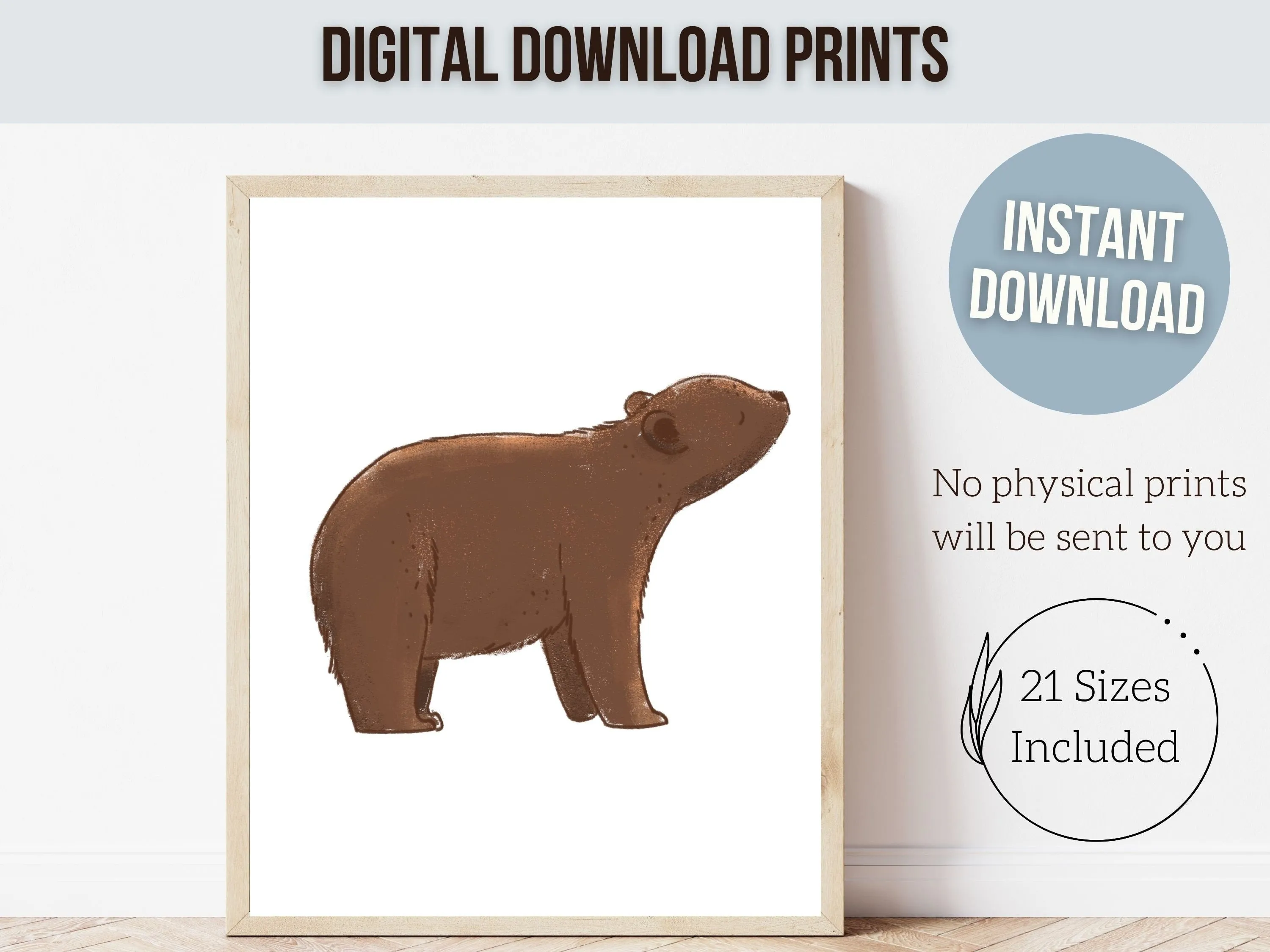 Brown Bear Nursery Print Set of 3