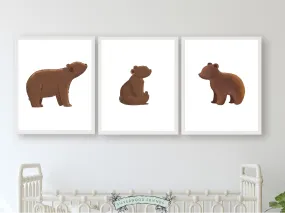 Brown Bear Nursery Print Set of 3