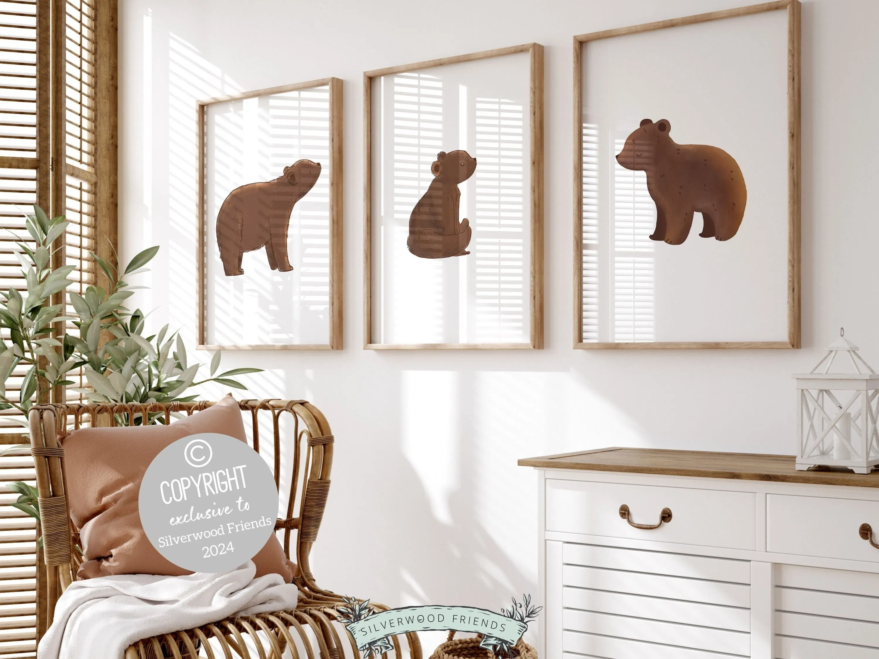 Brown Bear Nursery Print Set of 3