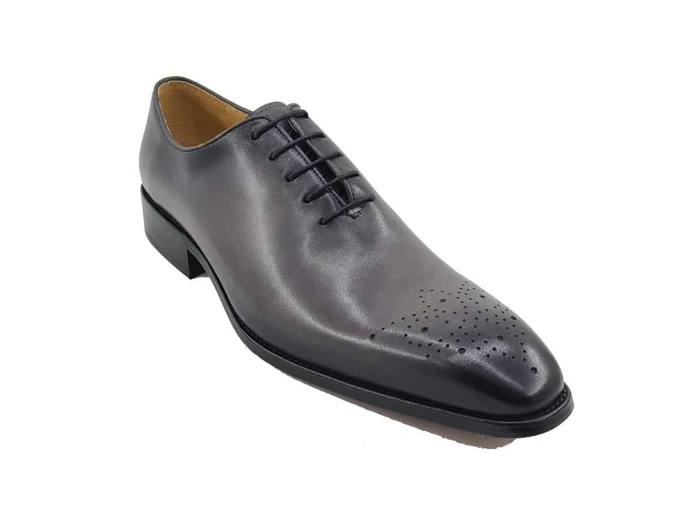 Burnished Calfskin Lace-Up Oxford Grey