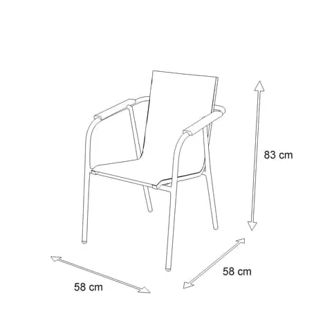 Capri Dining Chair in Arctic White Aluminium Frame with Polywood Teak Accent and Dune Textilene