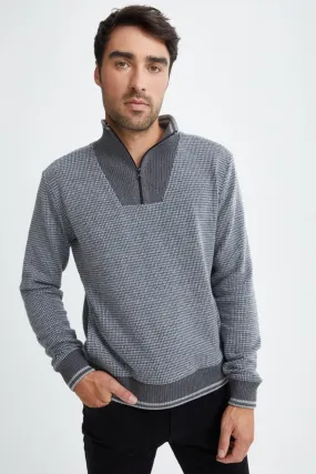 Charcoal Quarter Zip Knit Sweater