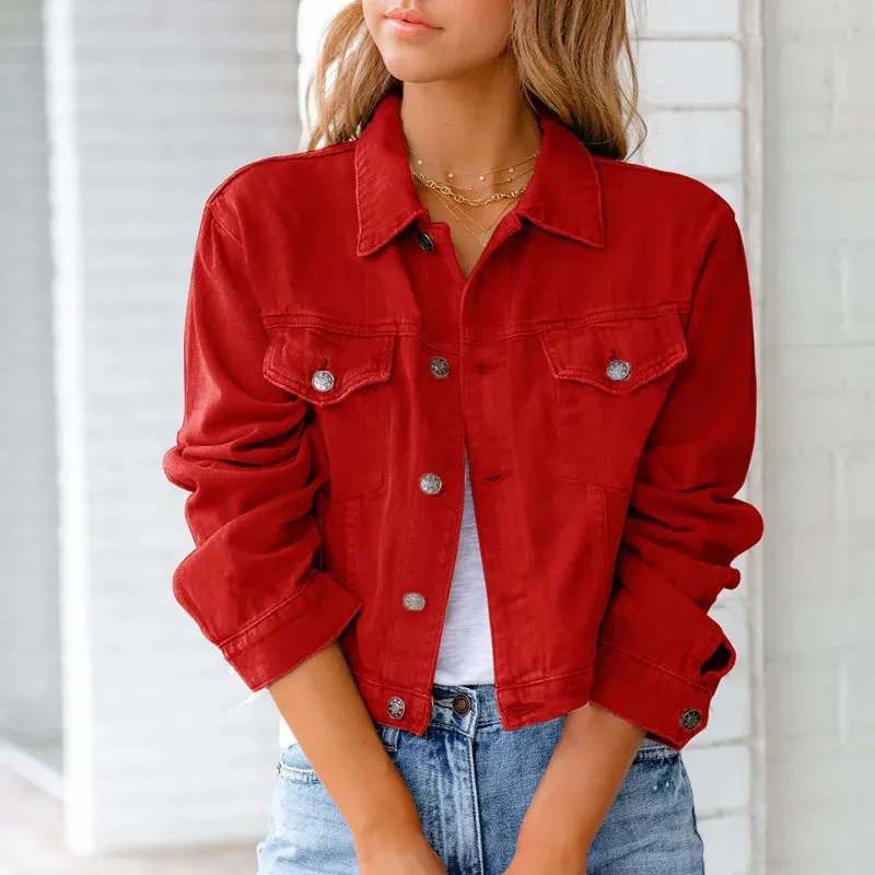 Chic Button Down Denim Jacket Jacket