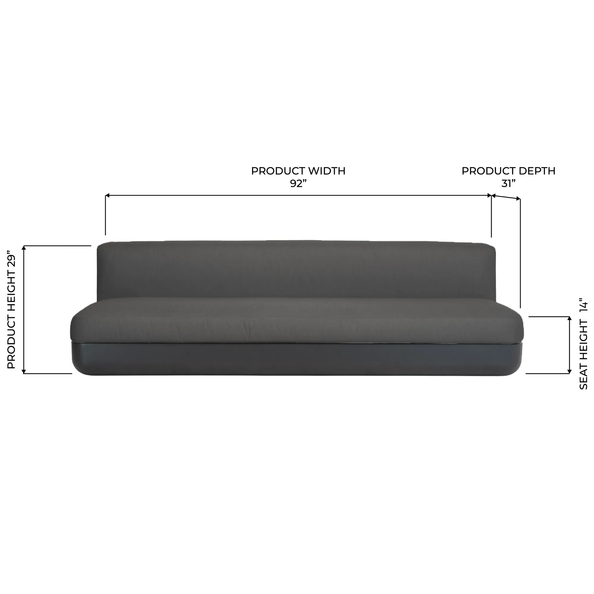 Cloud Charcoal Outdoor Armless Sofa