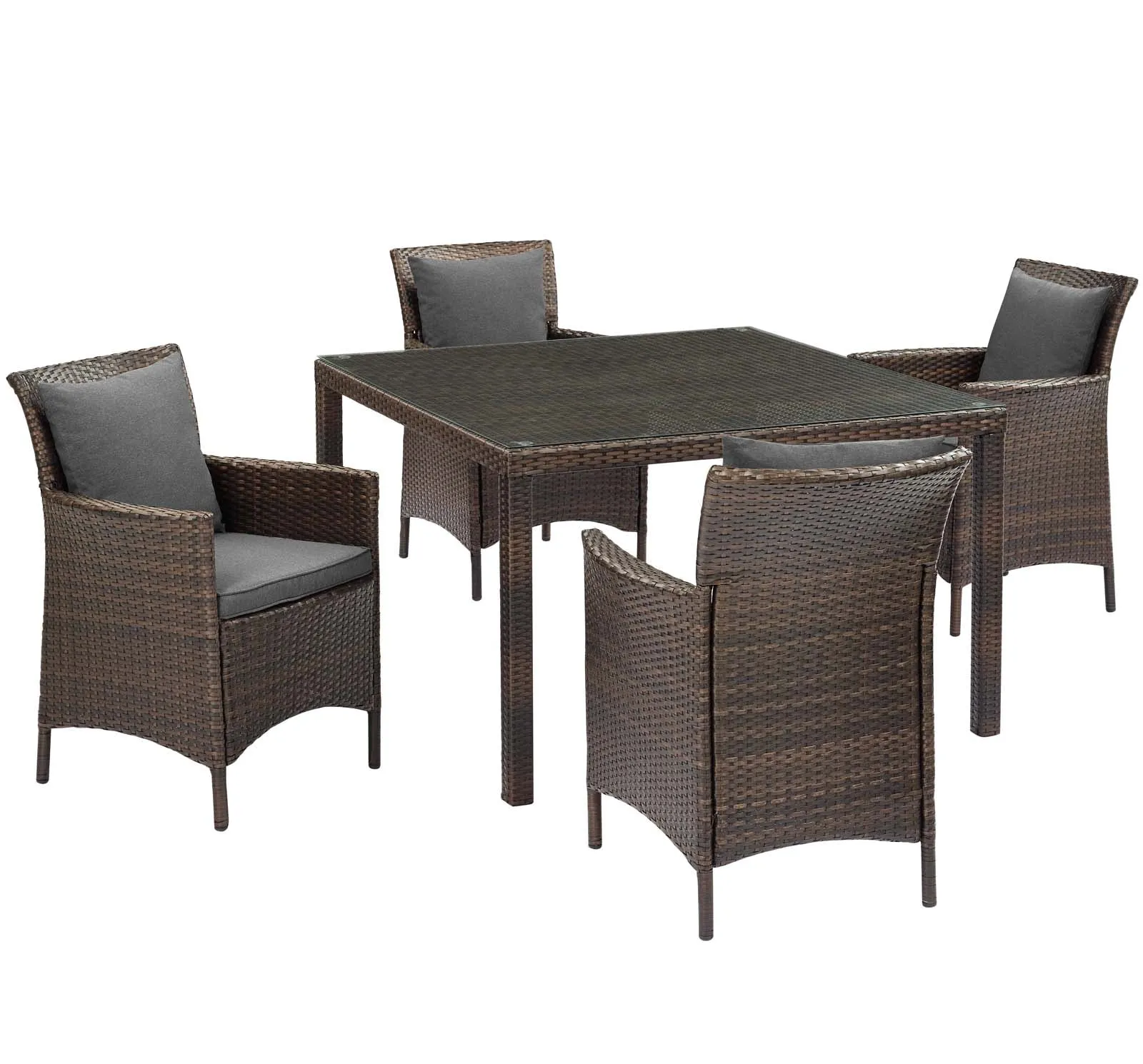 Conduit 5 Piece Outdoor Patio Wicker Rattan Set by Modway