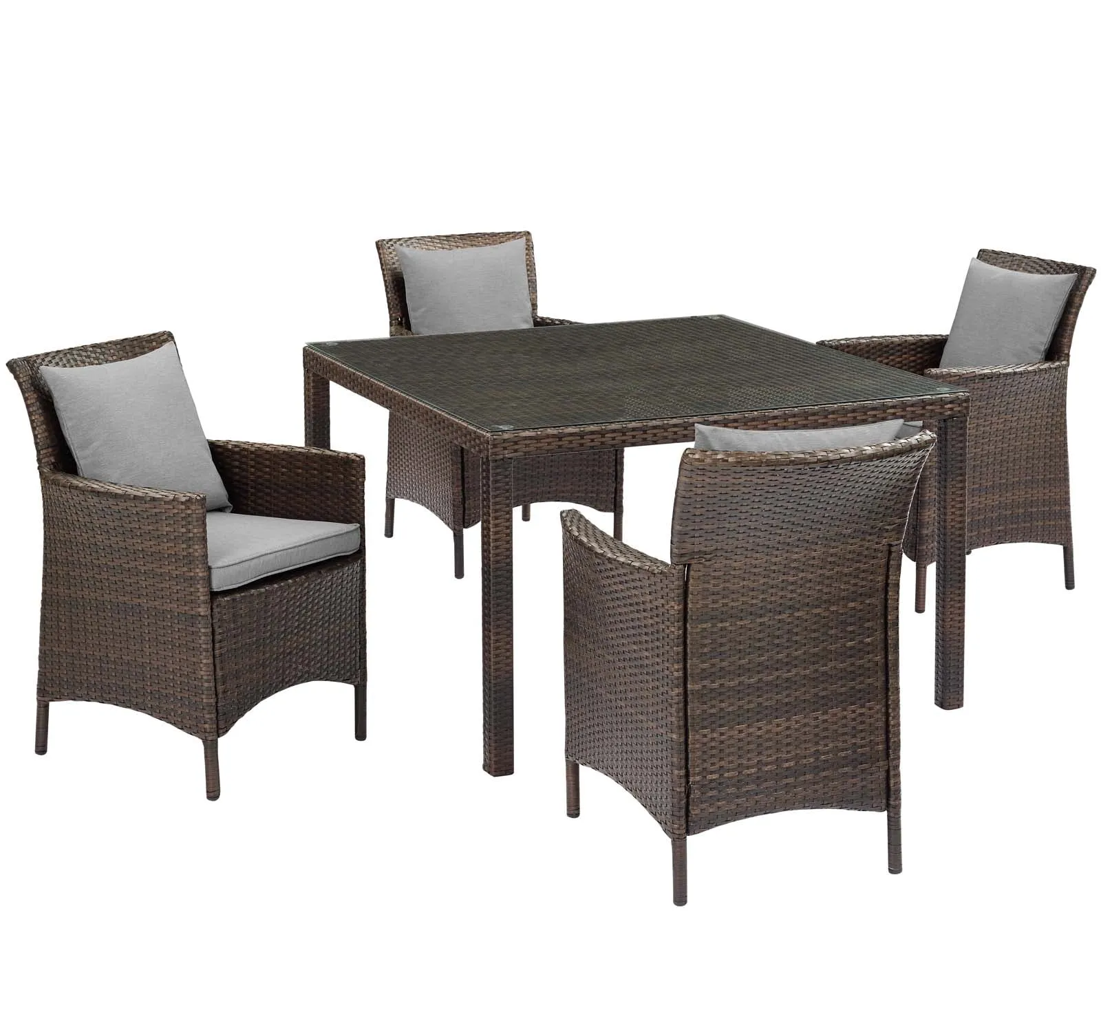 Conduit 5 Piece Outdoor Patio Wicker Rattan Set by Modway