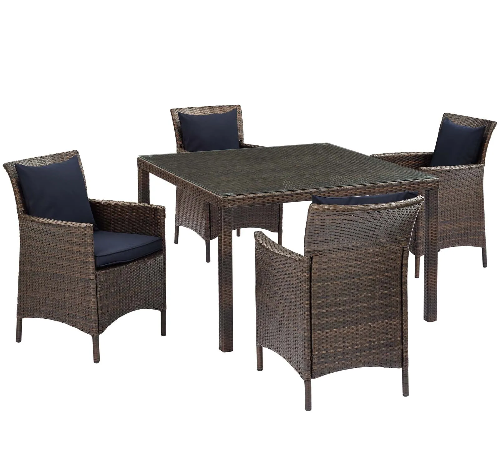 Conduit 5 Piece Outdoor Patio Wicker Rattan Set by Modway