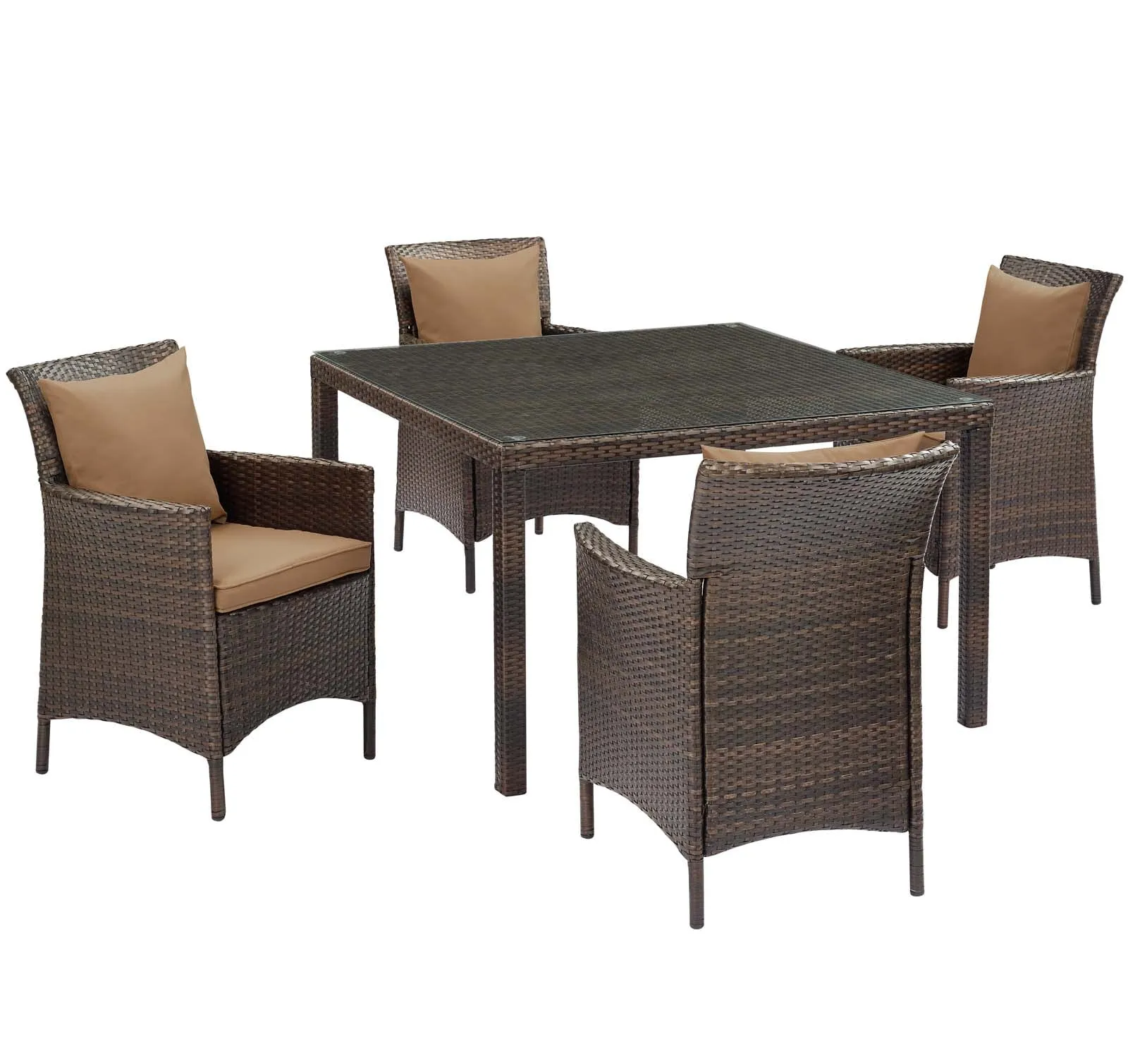 Conduit 5 Piece Outdoor Patio Wicker Rattan Set by Modway