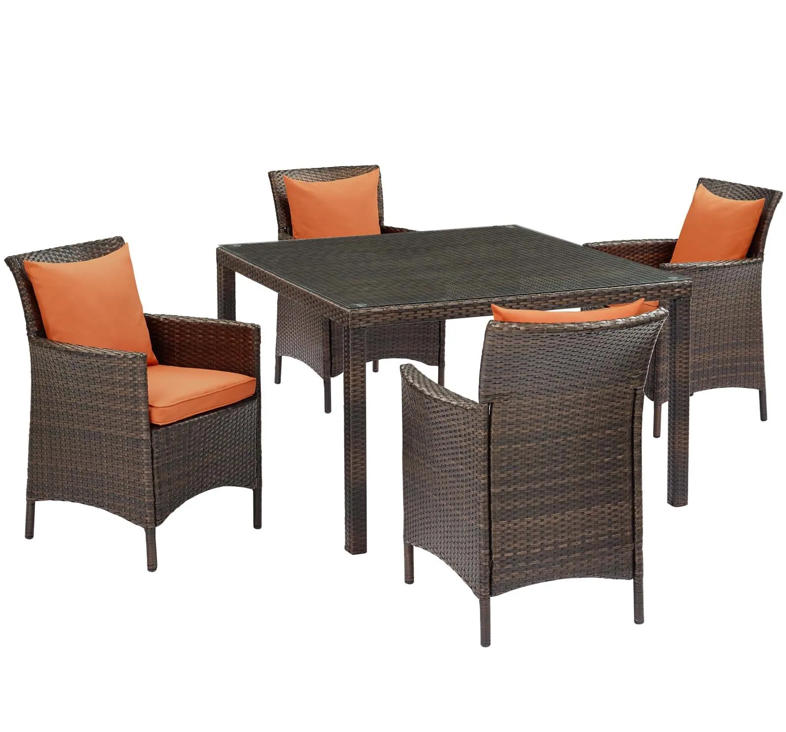 Conduit 5 Piece Outdoor Patio Wicker Rattan Set by Modway