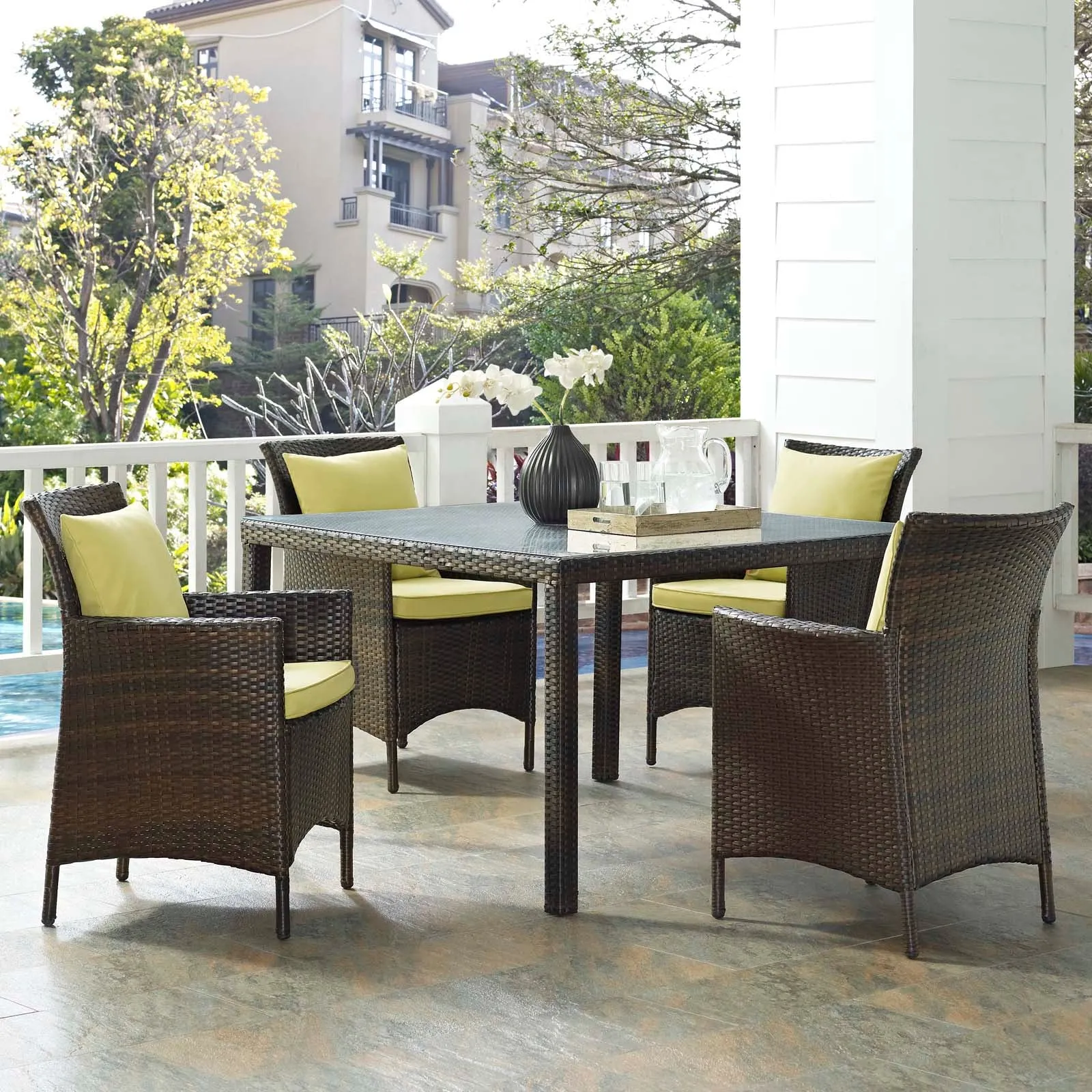 Conduit 5 Piece Outdoor Patio Wicker Rattan Set by Modway