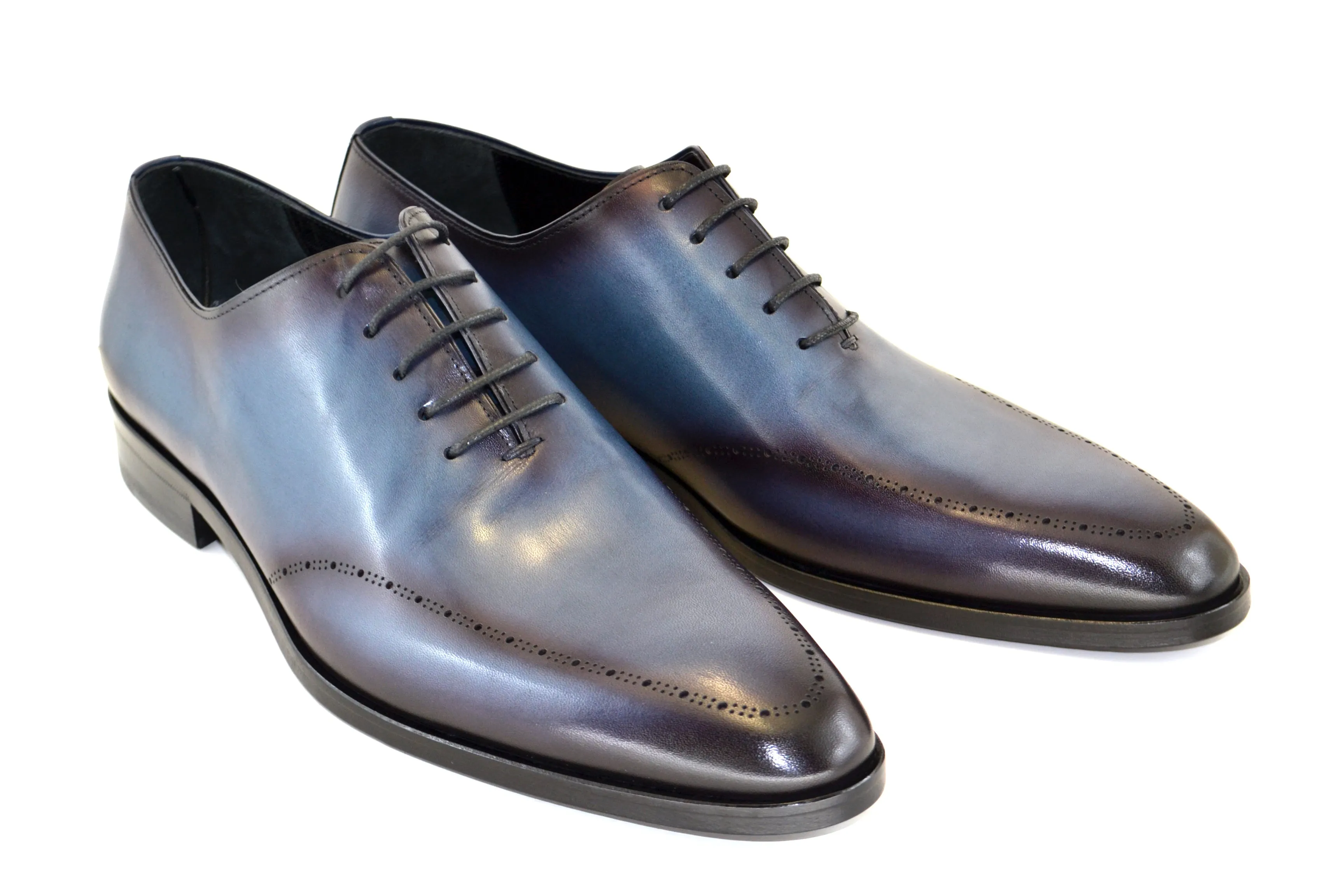 Corrente Burnished Calfskin Lace-Up Oxford Blue