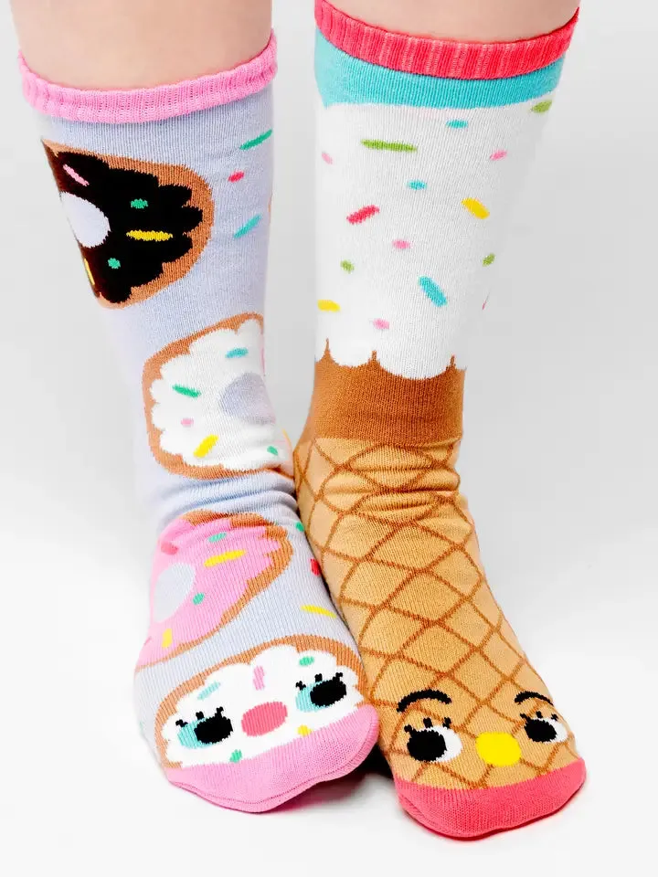 Donut and Ice Cream | Teen and Adult Socks | Mismatched Cute Crazy Fun Socks