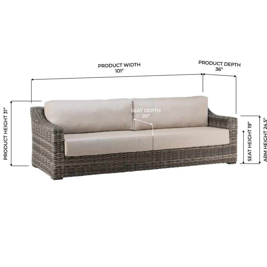 Driftwood Cove Sandalwood XL Wicker Sofa