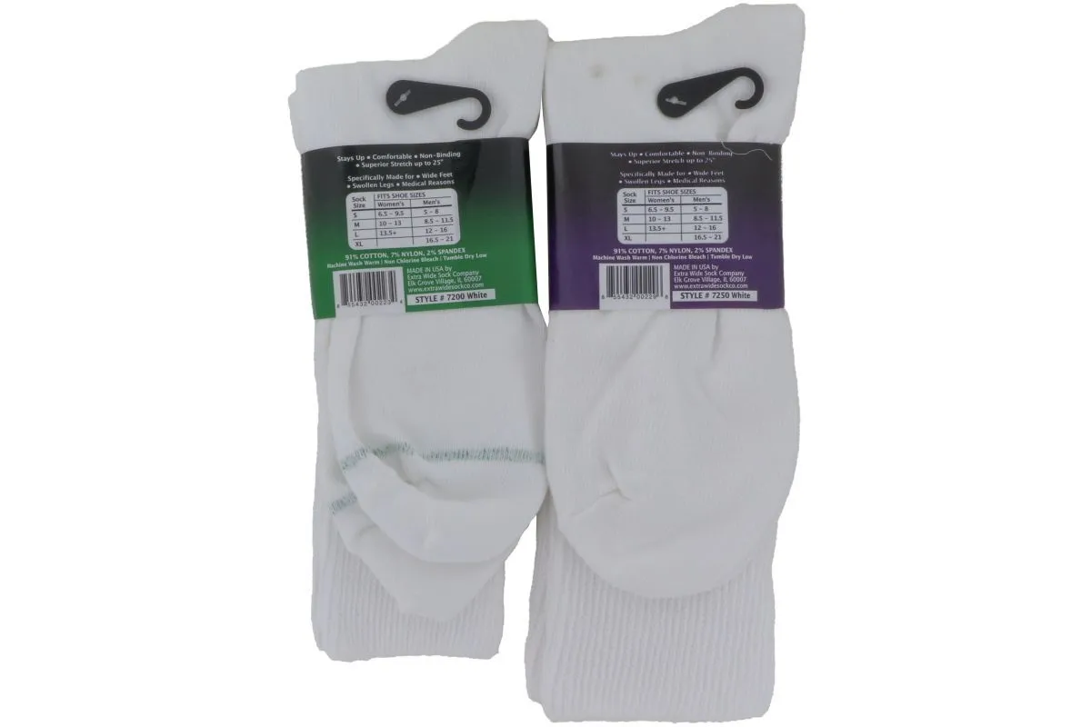 Extra Wide Socks Crew White