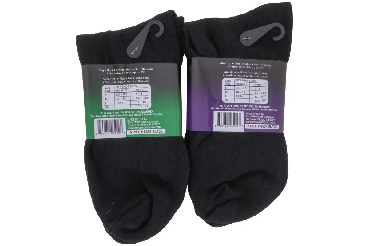 Extra Wide Socks Quarter Black