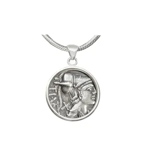 GOD MARS Genuine Ancient Roman Coin 137 BC Silver Pendant