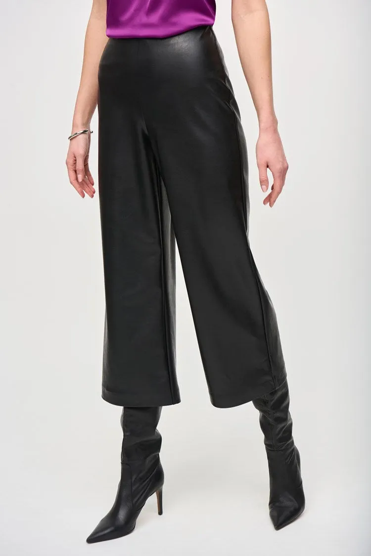 Joseph Ribkoff Black Leatherette Pull-On Culotte