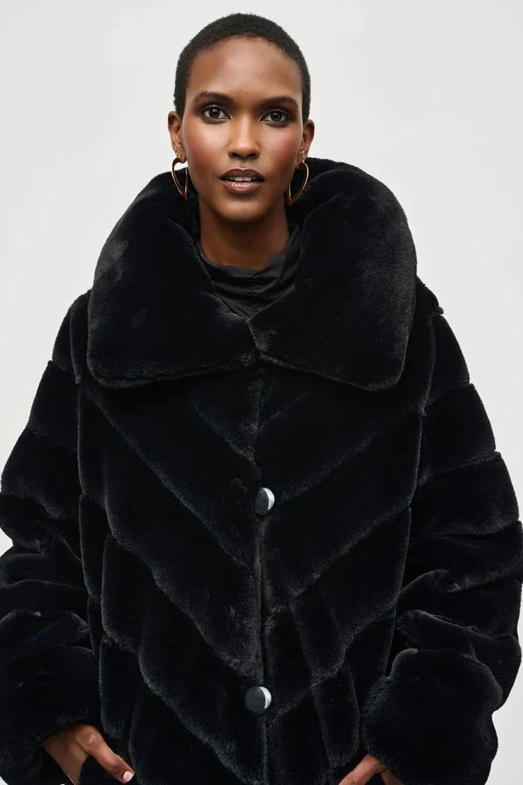 Joseph Ribkoff Black Reversible Faux Fur Coat