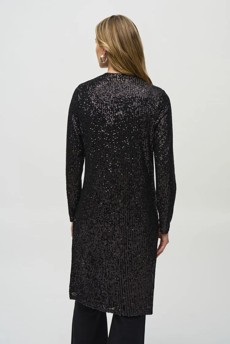 Joseph Ribkoff Black Sequined Knit Cover-Up