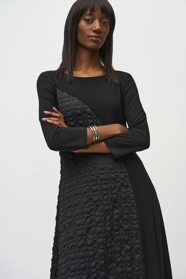 Joseph Ribkoff Black Silky Knit And Jacquard Handkerchief Dress