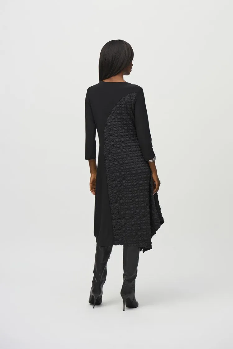 Joseph Ribkoff Black Silky Knit And Jacquard Handkerchief Dress