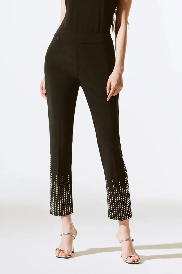 Joseph Ribkoff Black Silky Knit Embellished Pull-On Pants