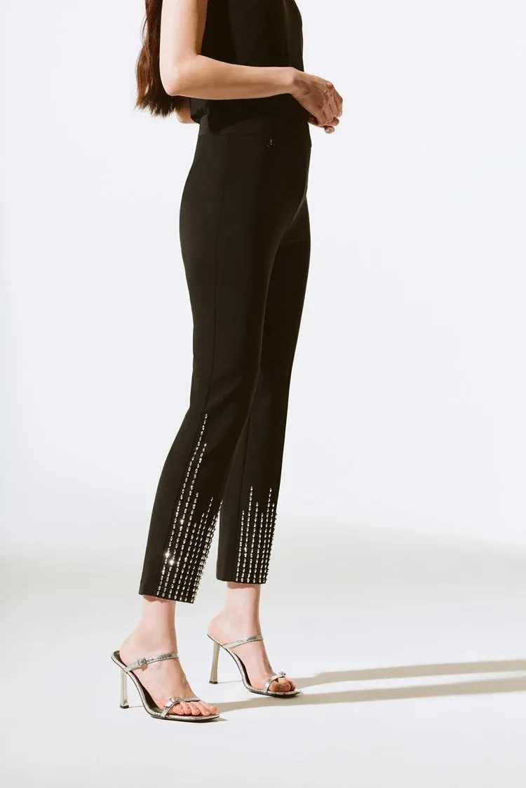 Joseph Ribkoff Black Silky Knit Embellished Pull-On Pants