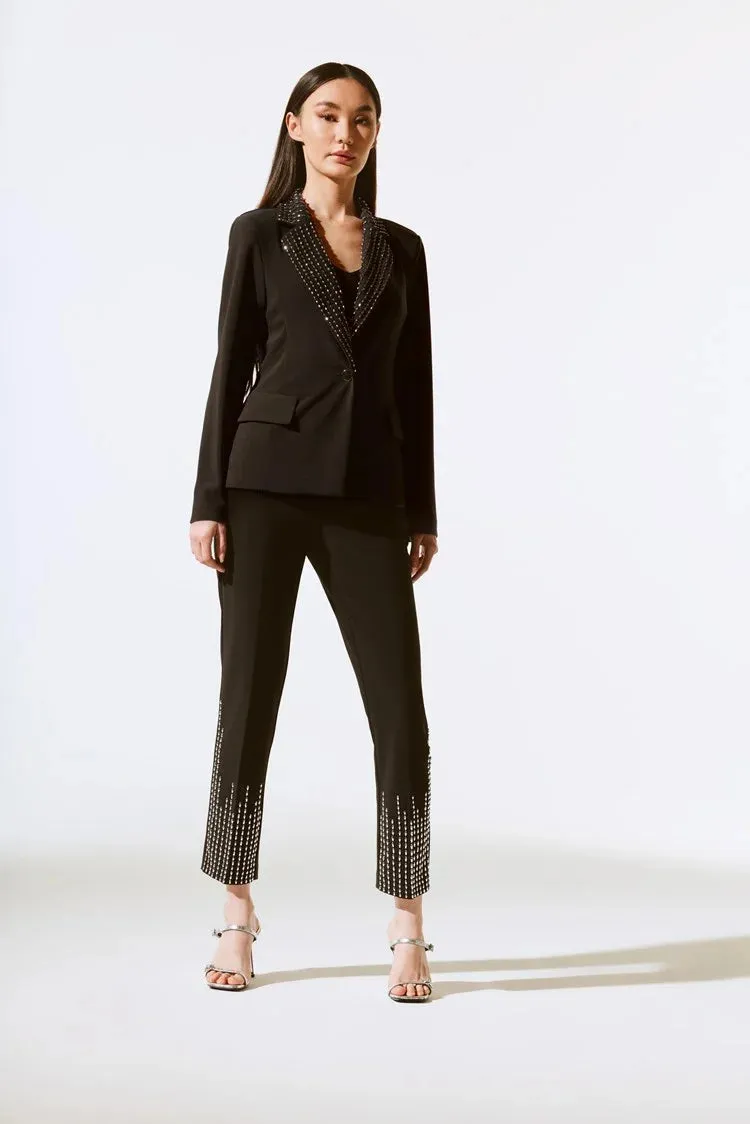 Joseph Ribkoff Black Silky Knit Embellished Pull-On Pants