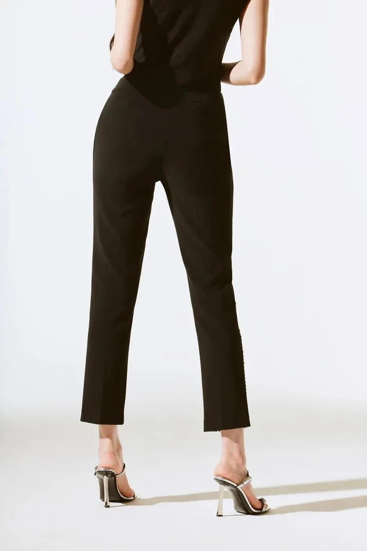 Joseph Ribkoff Black Silky Knit Embellished Pull-On Pants