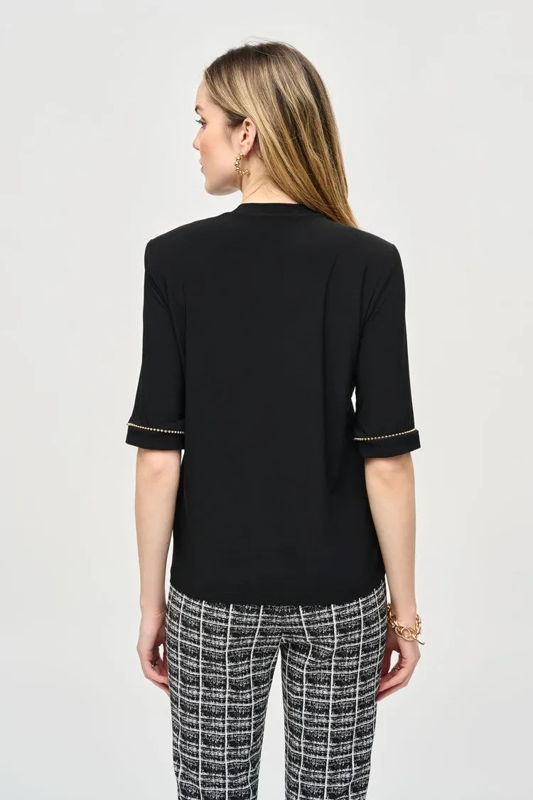 Joseph Ribkoff Black Silky Knit Short Sleeve Top