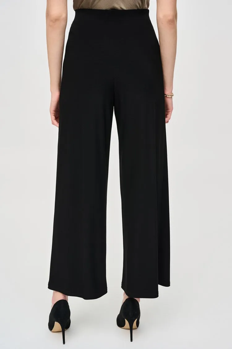 Joseph Ribkoff Black Silky Knit Wide-Leg Wrap Pants