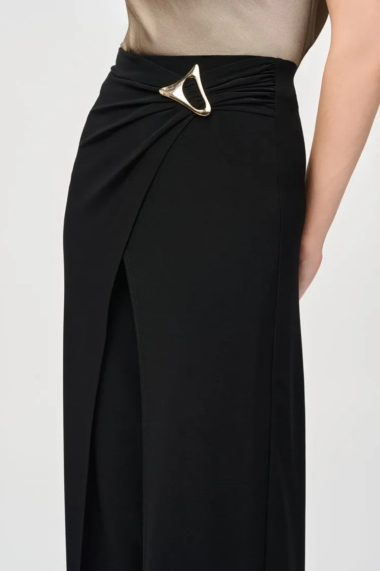 Joseph Ribkoff Black Silky Knit Wide-Leg Wrap Pants