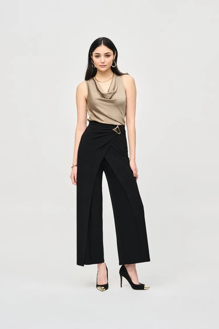 Joseph Ribkoff Black Silky Knit Wide-Leg Wrap Pants