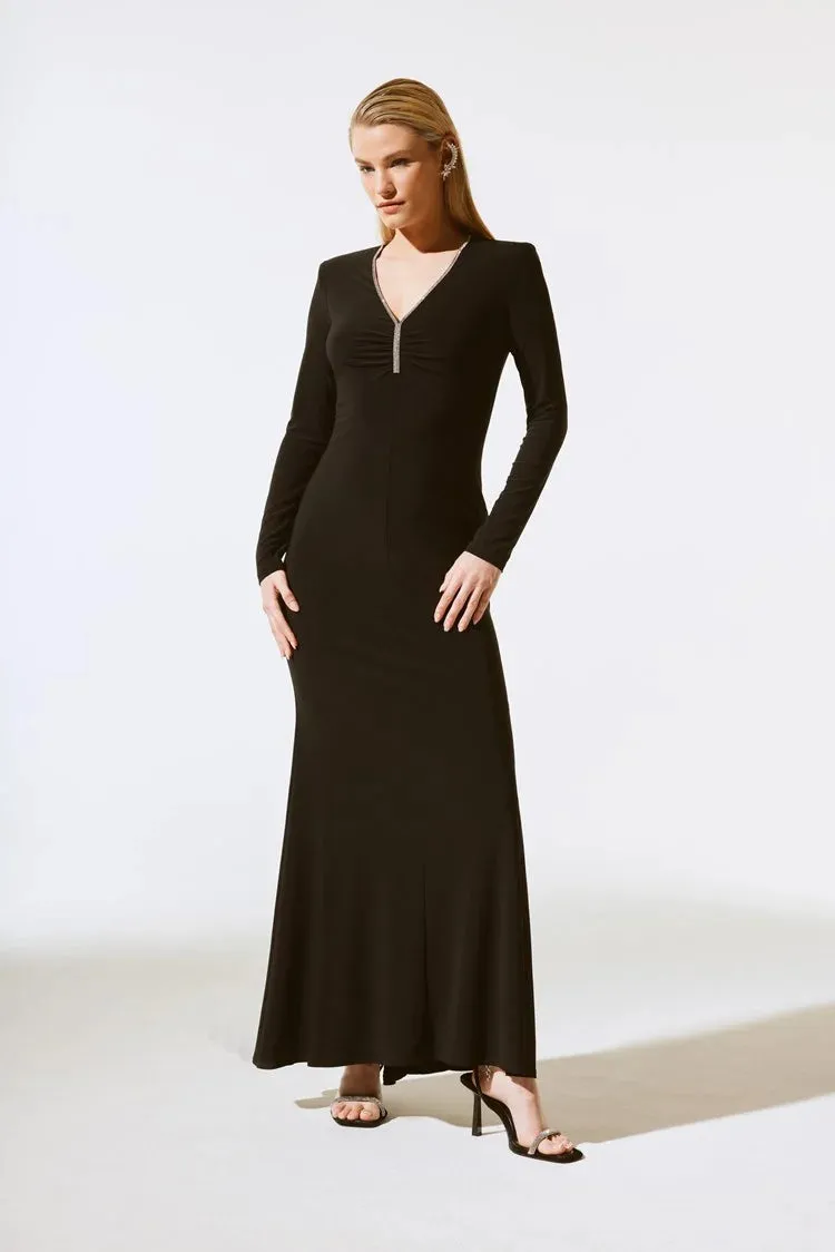 Joseph Ribkoff Black Soft Silky Knit Trumpet Gown